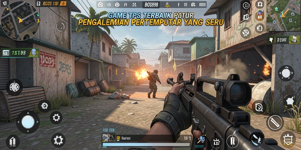 Screenshot gameplay BOS898 menampilkan pertempuran seru dari sudut pandang pemain.