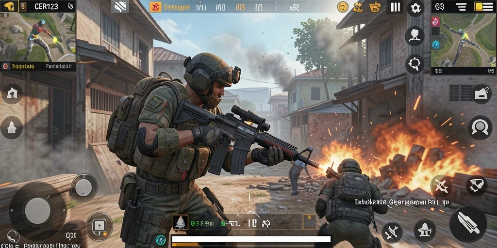 Tampilan gameplay CERI123 dengan aksi tembak-menembak yang mendebarkan.