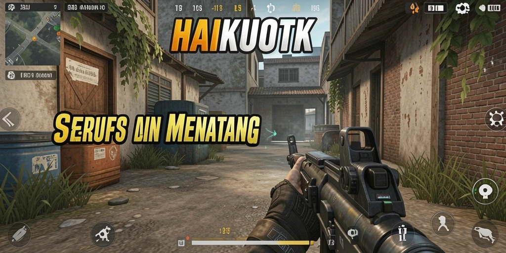 Tampilan gameplay HAIKUOTK yang mendebarkan dengan aksi FPS intens.