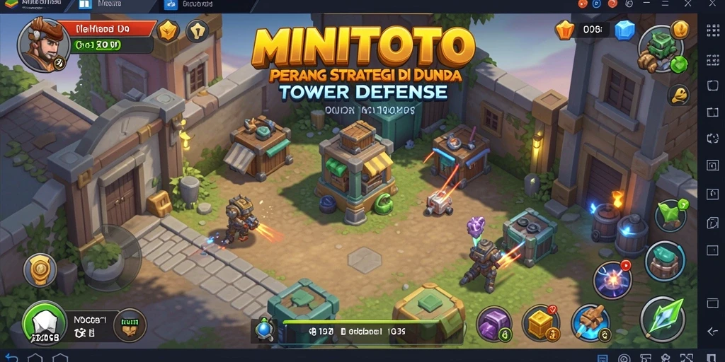 Gameplay epik <strong>MINITOTO</strong> dalam pertempuran Tower Defense.