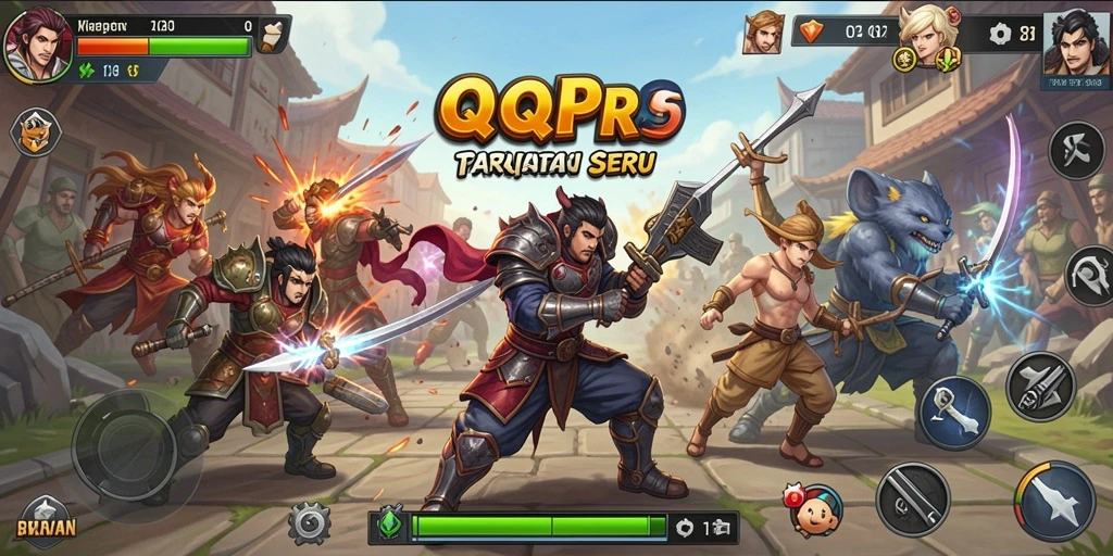 Tangkapan layar QQRP menampilkan pertarungan intens dengan karakter beraksi.
