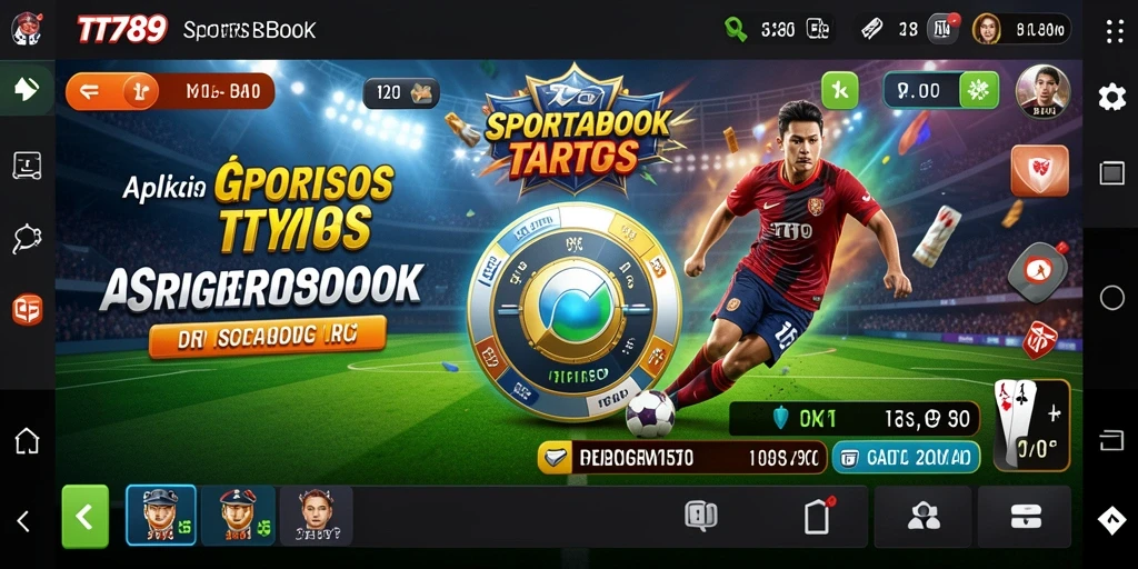 Screenshot utama menunjukkan tampilan aplikasi <strong>TT789</strong> dengan fitur sportsbook.