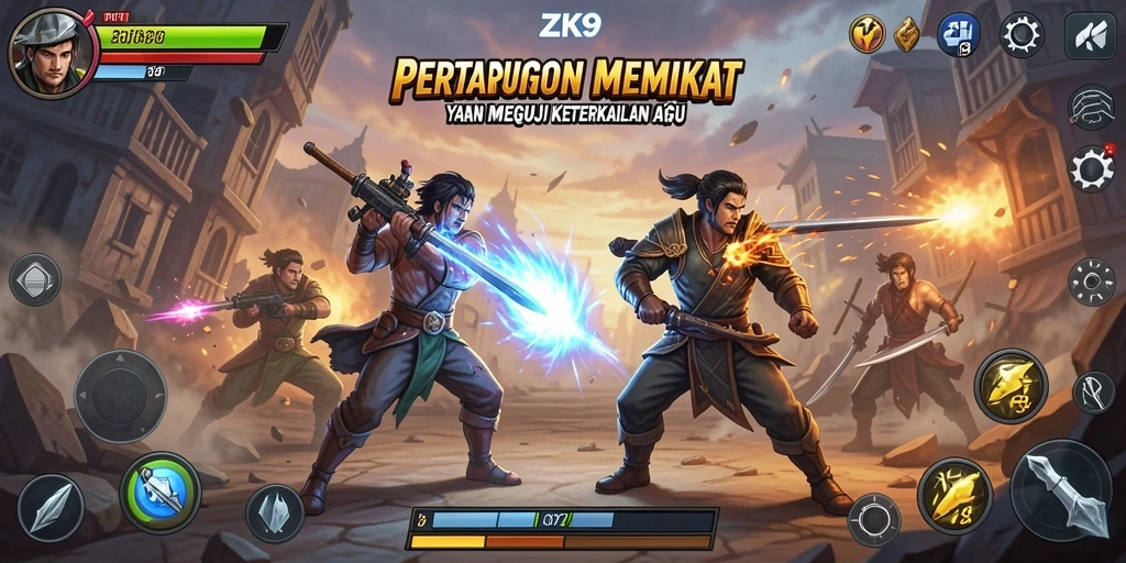 Screenshot ZK9 menampilkan aksi pertarungan yang dramatis dan karakter yang kuat.